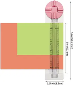 Multi-Function Paper Trimmer, 4 in 1 Craft Paper Cutter with Straight, Wave, Perforated & Creasing Blades, Portable Paper Cutting Tool for Photos, Scrapbook and Postcard (Pink)