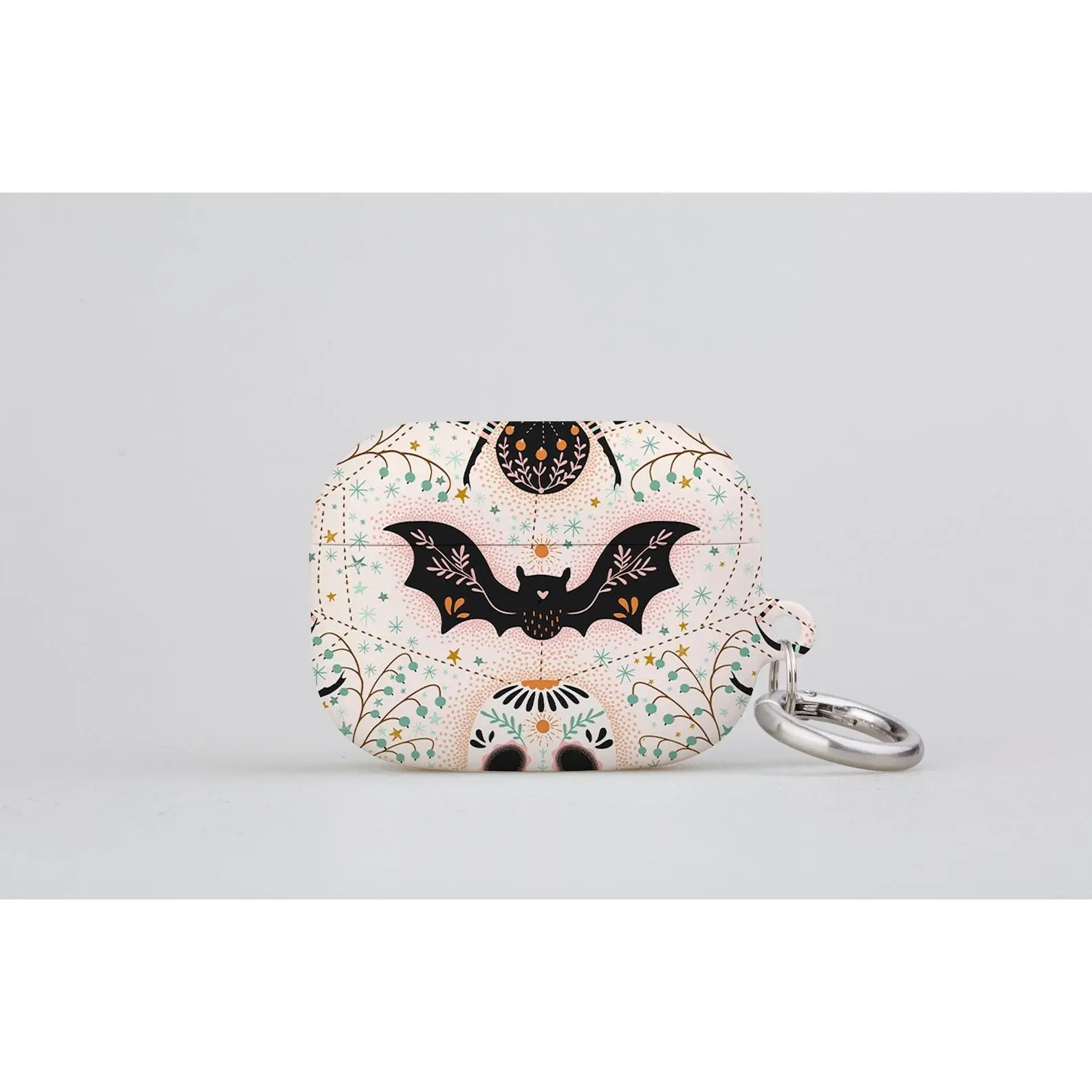 Pastel Halloween AirPod Case: Design by Garabateo; Spooky Bats & Skulls
