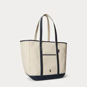 Polo Ralph Lauren - Leather-Trim Canvas Medium Shopper Tote