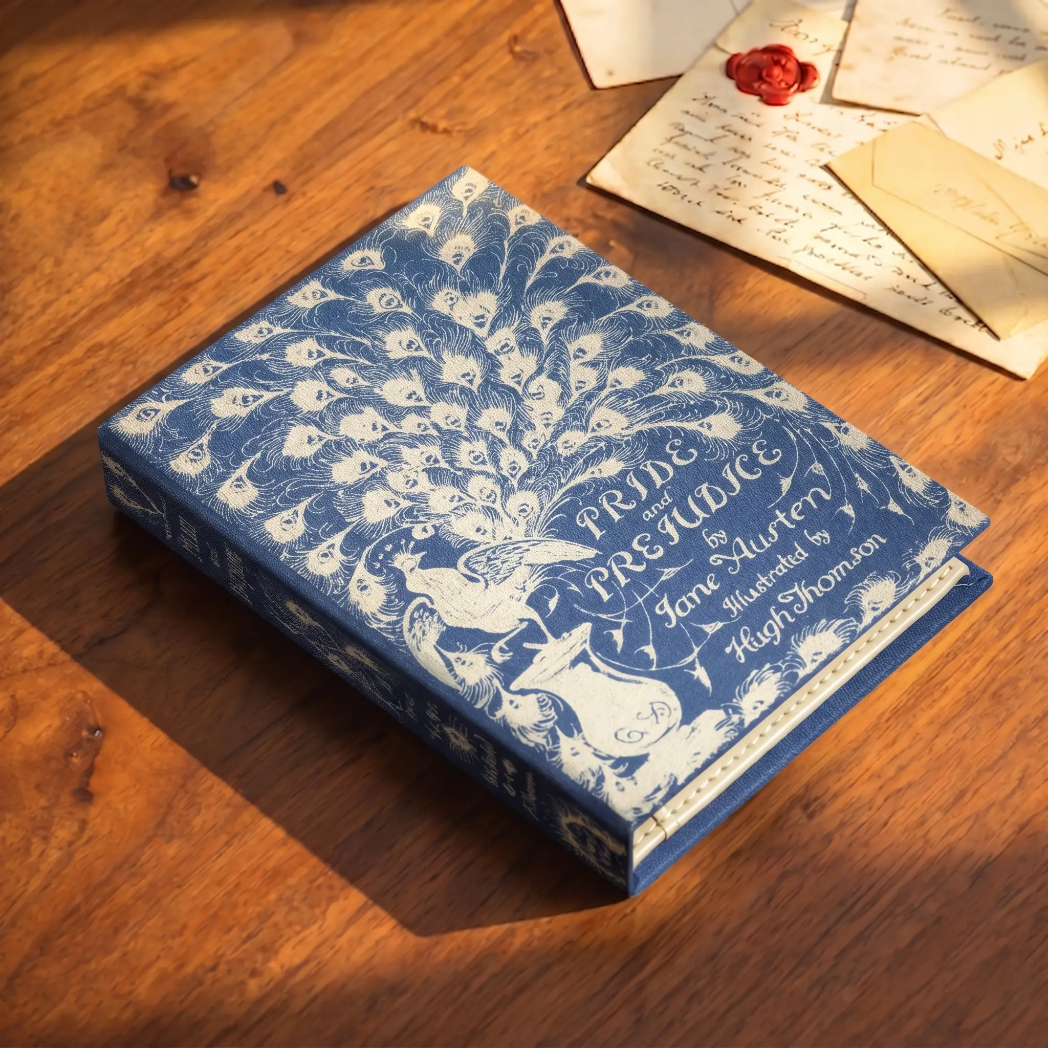 Bookishon Pride and Prejudice Book Wallet, Blue Peacock Hardcover-Style PU Leather Card Holder, Classic Literary Gift