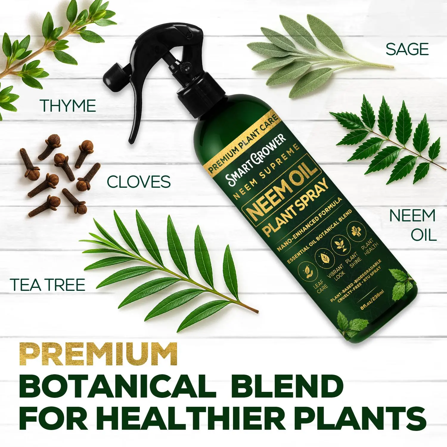 Neem Supreme - Neem Oil Plant Spray – Natural, Safe & Ready to Use Nano-Enhanced Plant Care for Indoor & Outdoor Plants – 8 oz