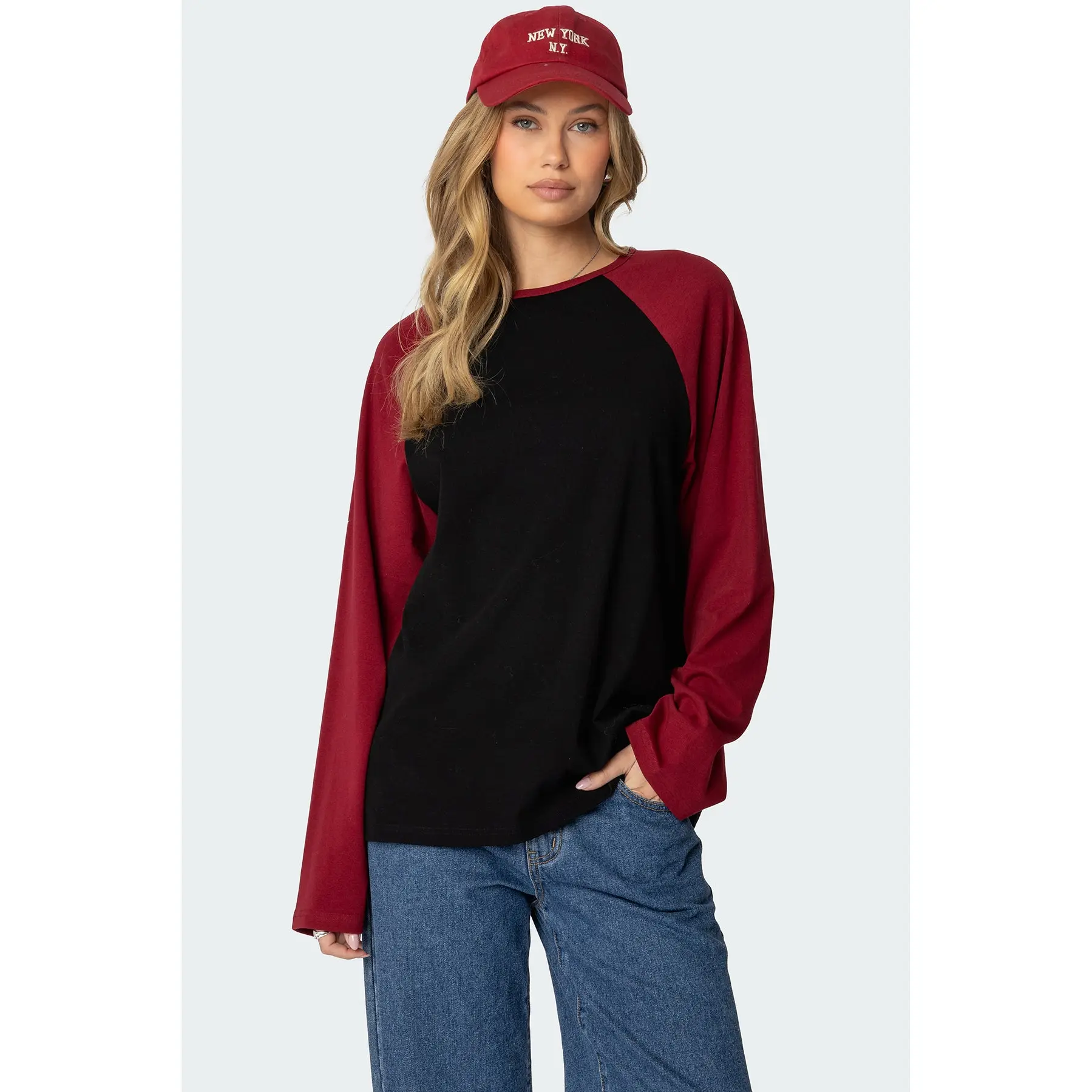 Oversized Raglan Long Sleeve T Shirt