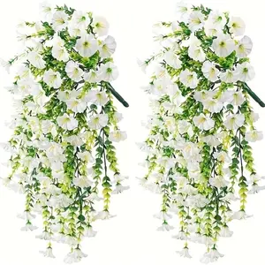 Artificial Eucalyptus & Morning Glory Hanging Vine, Lifelike Fake Hanging Plant, Artificial Plants, Decorative Plant for Home, Wedding, Garden & Patio Decoration, Living Room Decor, Artificial Flower Set, Artificial Flowers Bouquet