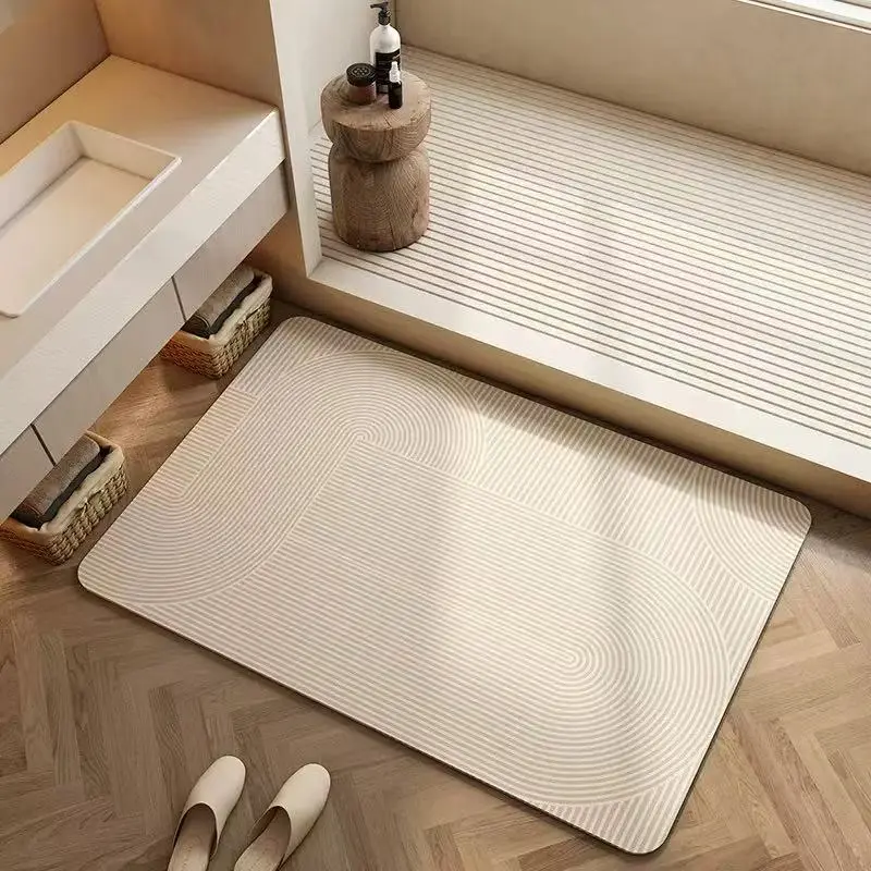 Household Rectangle Diatom Mud Absorbent Mat - Bathroom Non-Slip Floor Mat with Water-Absorbing, Wear-Resistant, Dirt-Resistant, Wash-Free Quick-Drying Features for Bathroom Door Use, Water Absorbent Mat