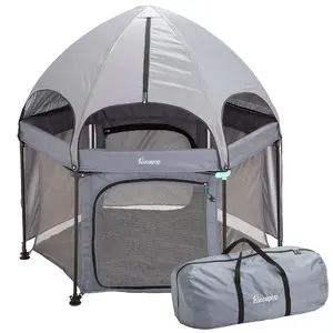 Hiccapop 48” PlayPod Outdoor Baby Playpen with Canopy, Deluxe Portable Playpen for Babies and Toddlers, Dome, Sun-shades, Padded Floor