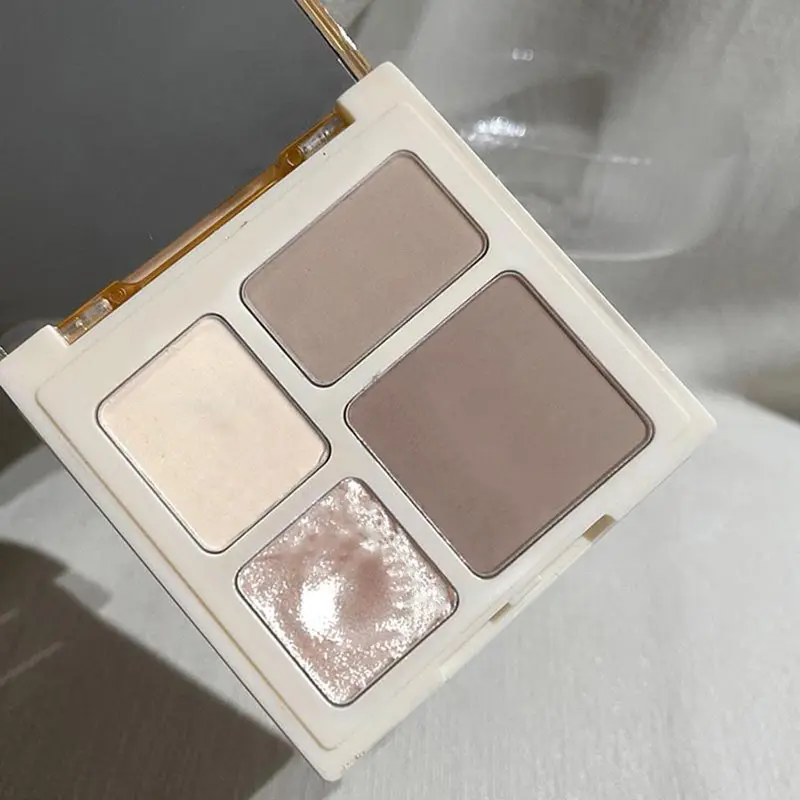 4-Color Highlighter Makeup Palette, Long Lasting Matte Bronzer Palette, Facial Contouring and Detailing Makeup Powder, Contour Powders