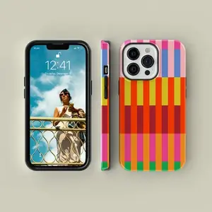 Tall Checkered Colourful Premium Film 2 in 1 Phone Case - Durable, Shock Absorbing and Stylish Protection -Compatible with Apple 17P/16/15/14/13/12/11/X/8/7, Samsung S26/25/24/23/22/21/20phones. Anti‑drop phone case, lightweight