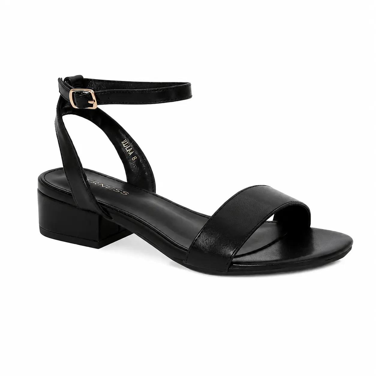 BERNESS Adara Women's Cute Black Heels, Open-Toe Low Block Dressy Sandals with Adjustable Ankle Strap Buckle for Wedding Guest & Party, Design, Elegant Fashionable Sandals, Daily Fashion Footwear