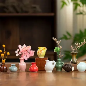 Ceramic Mini Small Vase Fridge Magnet Magnetic Flower Arrangement Decor DIY Fridge Decoration Ornament Creative Home Gift Flower Magnets