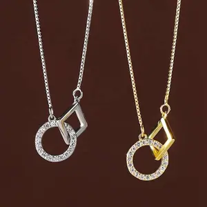 IRAMAT Korean 925 Sterling Silver Zircon Pendant — Luxury Gold-Plated Necklace for Women