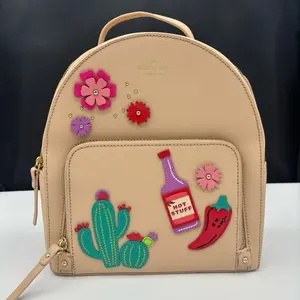 Kate Spade “Hot Stuff” Cactus & Chili Pepper Mini Backpack – Novelty Appliqué