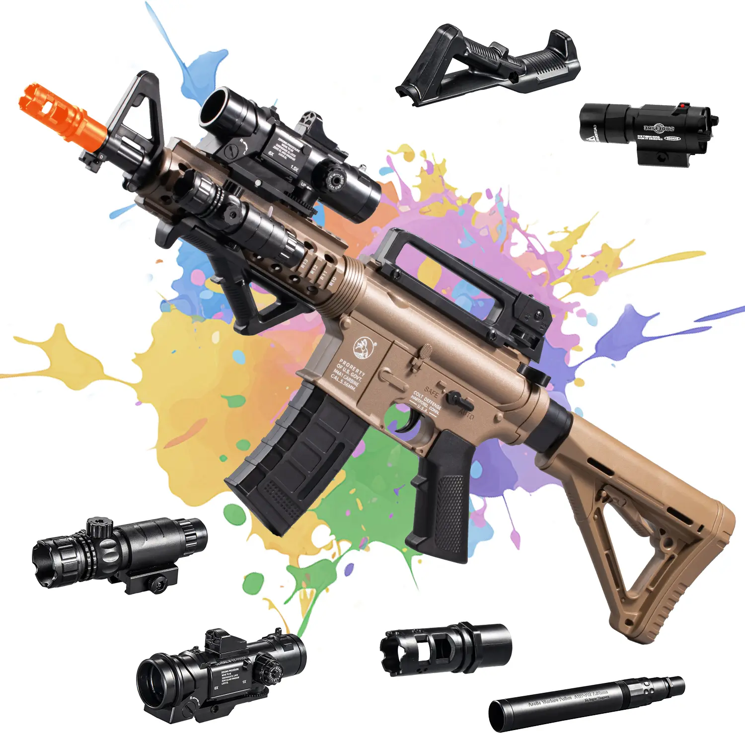 M4A1 & HK416 Gel Balls Blasters, Fully Equipped Toy Blasters for Indoor, Outdoor Play