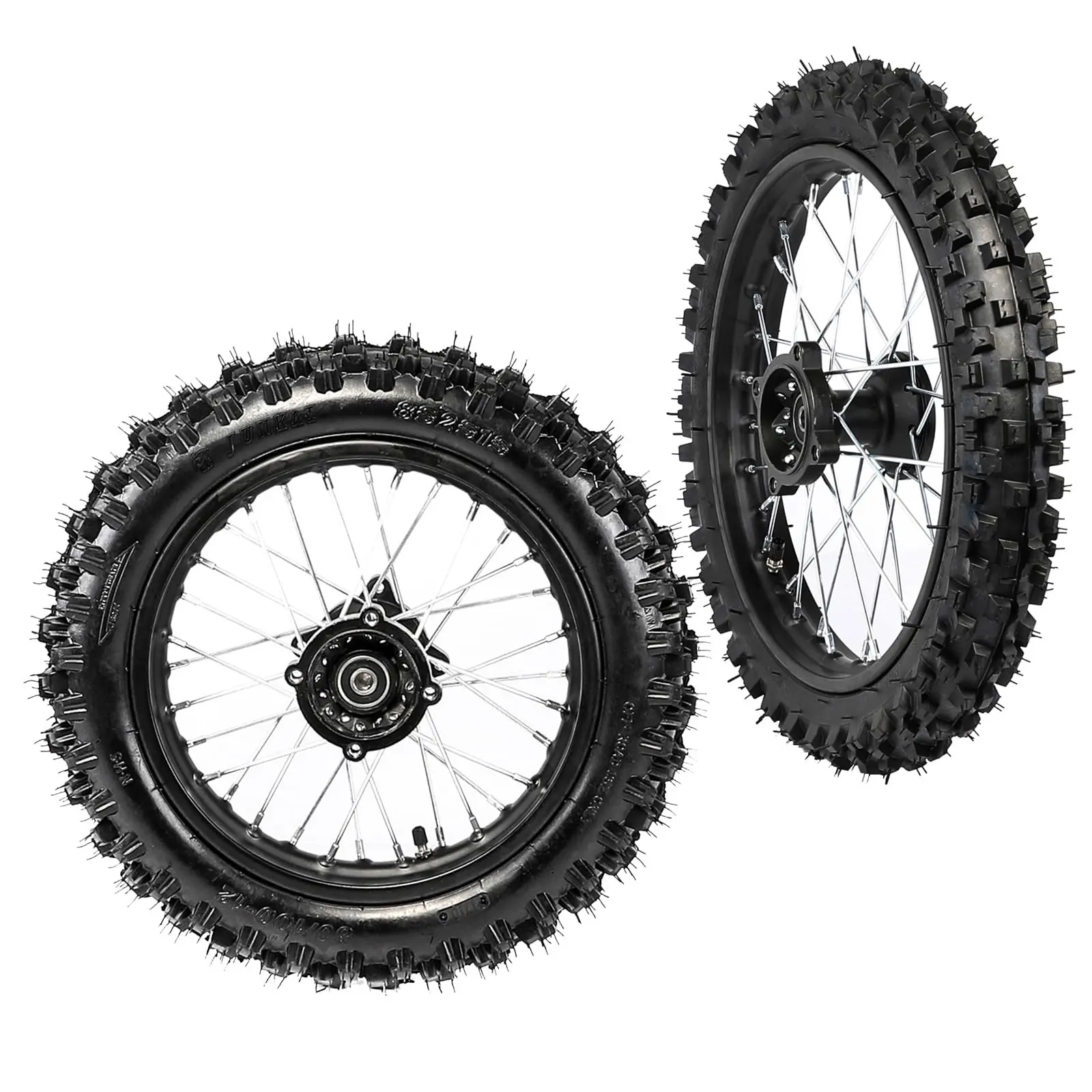 12mm Dirt Bike Wheel – Front 60/100-14 with Rear 80/100-12 Tire Wheel – 1.40x14 1.85x12 Rim, 12mm Rim Axle – for Dirt Pit Pro Bike Scooter Offroad Motorcycle DIY Rebuild Upgrade