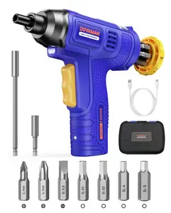 DOVAMAN 4V Electric Screwdriver, Built-In Bit Storage, Type-C Fast Charge, LED, 6NM Protable Cordless Screwdriver w/7 Bits ＆ Storage Box, Ideal for DIY Projects Tool