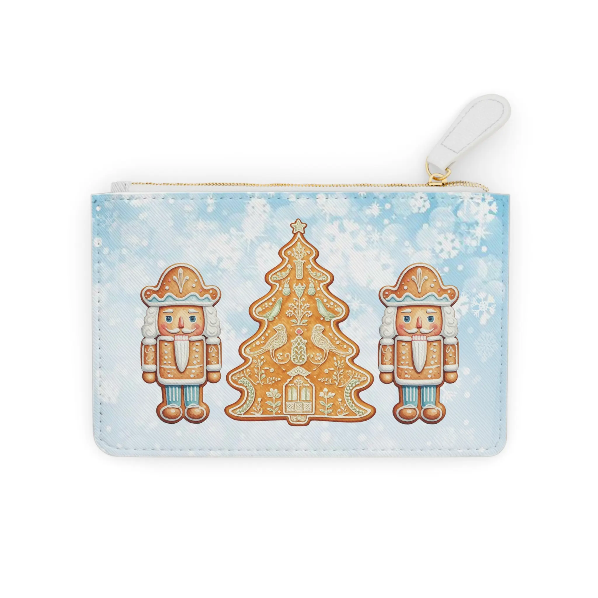 Winter Wonderland Mini Clutch Bag, Holiday Accessory, Christmas Gift, Gingerbread Nutcracker Design, Festive Pouch, Cute Purse