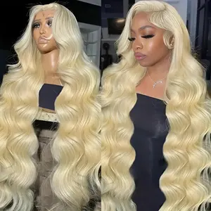 Lemoda 613 Lace Frontal Wig Human Hair 13x4 Full Lace Frontal Wig 180 Density Body Wave HD Transparent Lace Wig Pre Plucked 15A Brazilian Virgin Blonde Human Hair Wigs for Women