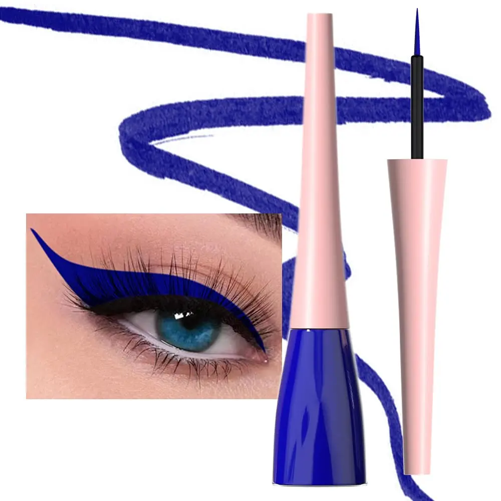 Dark Blue Liquid Eyeliner Waterproof Dark Blue Eye Liners for Women, Eyes Wing Eyeliner Stamps Shapes Colored Eyeliner delineador de ojos a prueba de agua contra el agua blanco para ojos