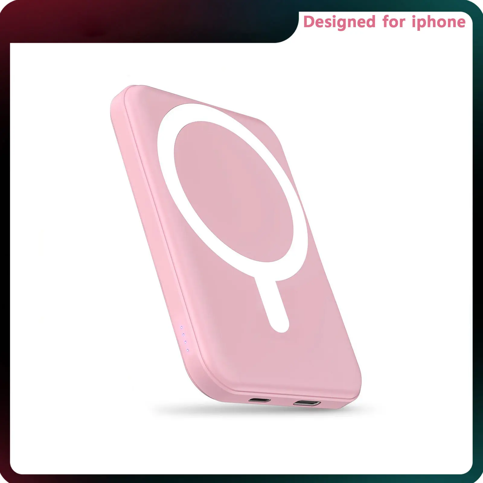 Podoru Ultra-thin for MagSafe Battery Pack, 5000mAh Wireless Charger Compact Magnetic Power Bank with USB-C Cable for iPhone 17/16/15/14/13/12 Series