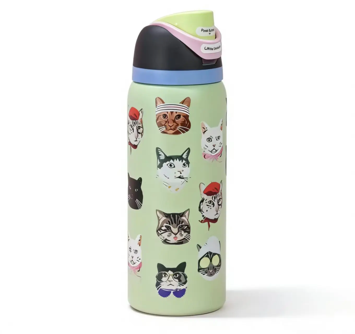 Owala Portable Temperature-Control Vacuum Flask - 24oz/32oz Leakproof Handle Tumbler, Pure Copper Drinkware with Bag, Modern Print Kitchen Supplies for Cat Lovers (Plaid, Poinsettia Designs) for Daily Use