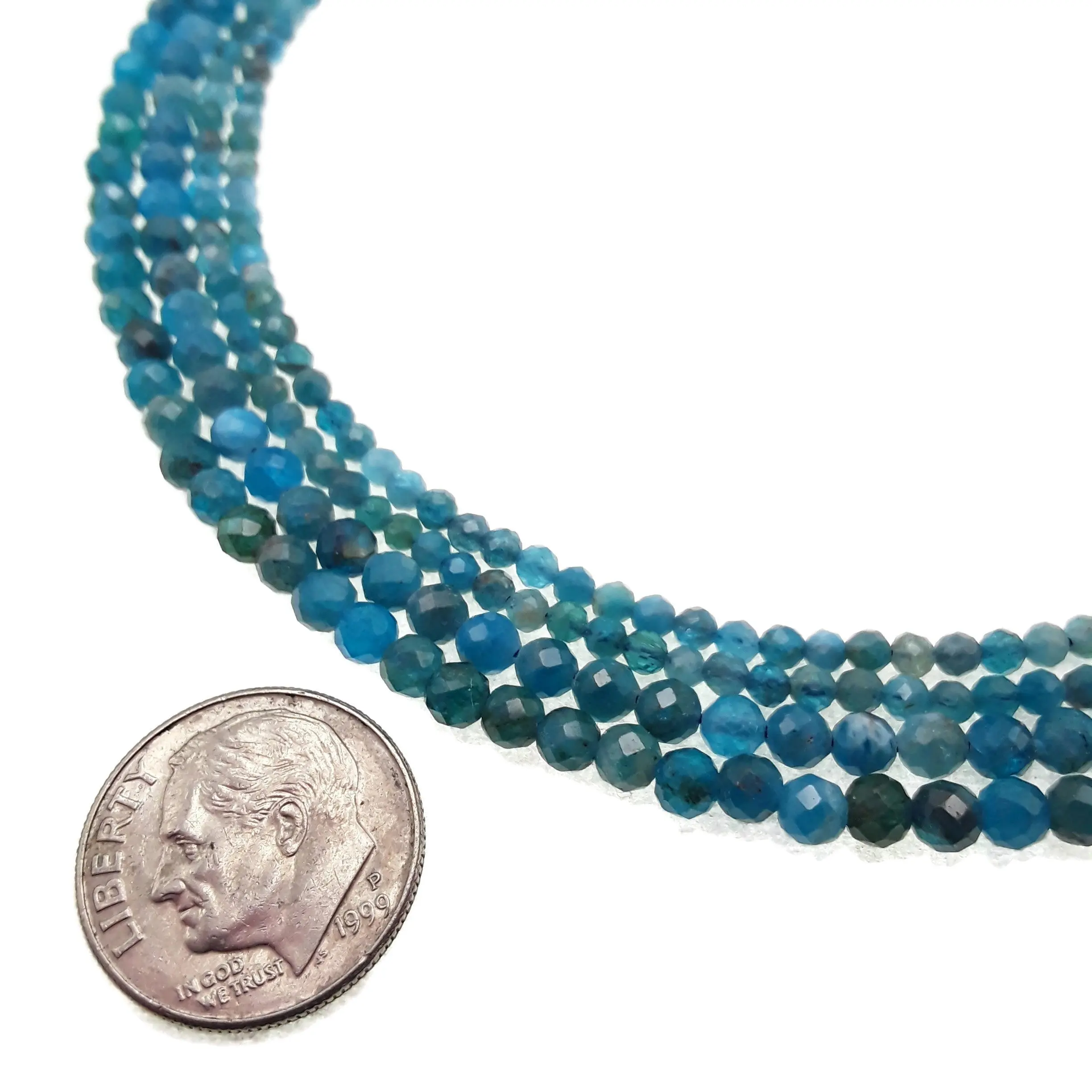 Natural Blue Apatite Faceted Round Beads 2mm 3mm 4mm 15.5" Strand
