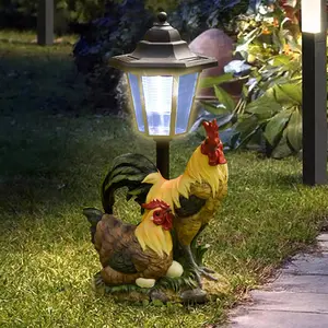 Solar Powered Rooster Design Garden Light, Resin Animal Statue with Solar Light, Outdoor Decorative Light for Garden Patio Yard Lawn, Solar Outdoor Lights, Outdoor Pathway Lighting, Solar Pathway Lamp, Solar Garden Lamps