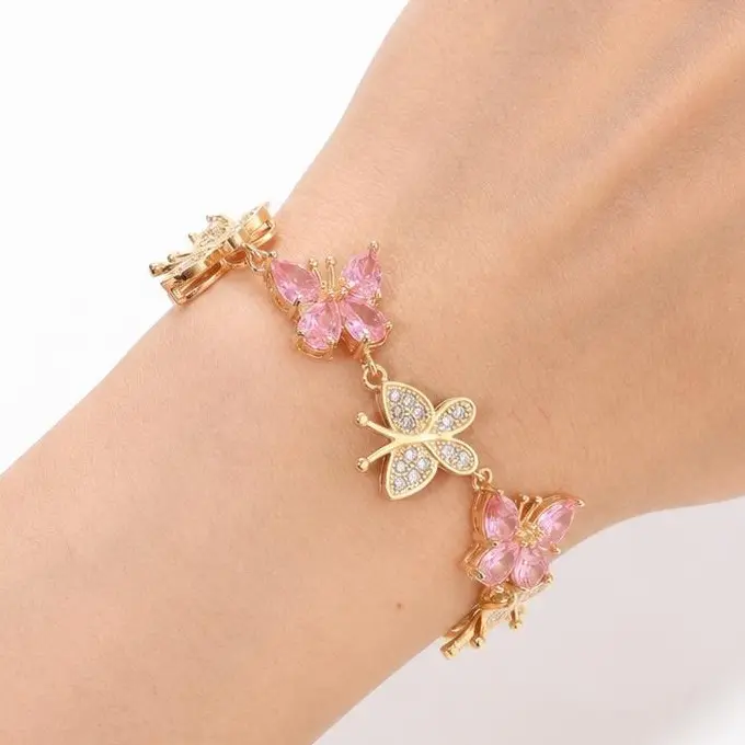 Loveden Colorful Butterfly Bracelet For Women Daily Wear Girls 18k Gold Plated Hypoallergenic Bracelet Charm Jewelry Accessories Christmas New Year mothersdaygift