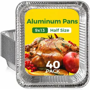 40-Pack Extra Heavy-Duty Disposable Aluminum Foil Half-Size Bakeware Pans, 9x13 Deep Pan for Cooking, Roasting