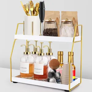 Coffee Bar Organizer,2 Tier Countertop Organizer with Multi-Functional,Coffee Bar Accessories Decor-Kitchen Countertop Organizers for Coffees and  Station Organizers