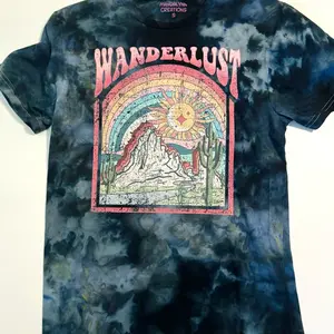 Wanderlust Blue Ice Dyed Shirt, hand dyed in studio, Unisex 100% cotton shirt