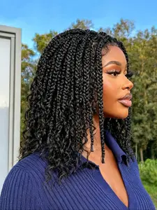 Bohemian Braided Wig, Boho Style Wigs, Stunning African Braid Style, Handmade Lace Wavy Hairpiece, 200% Density, Perfect for Daily Wear, Lace Front Wig