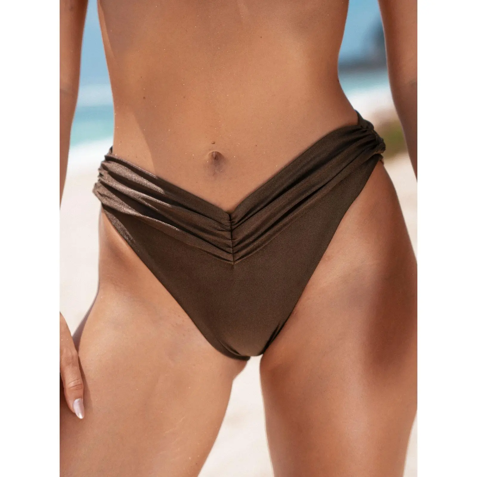 Dark Coffee Ruched Bikini Bottom Dark Coffee Ruched Bikini Bottom