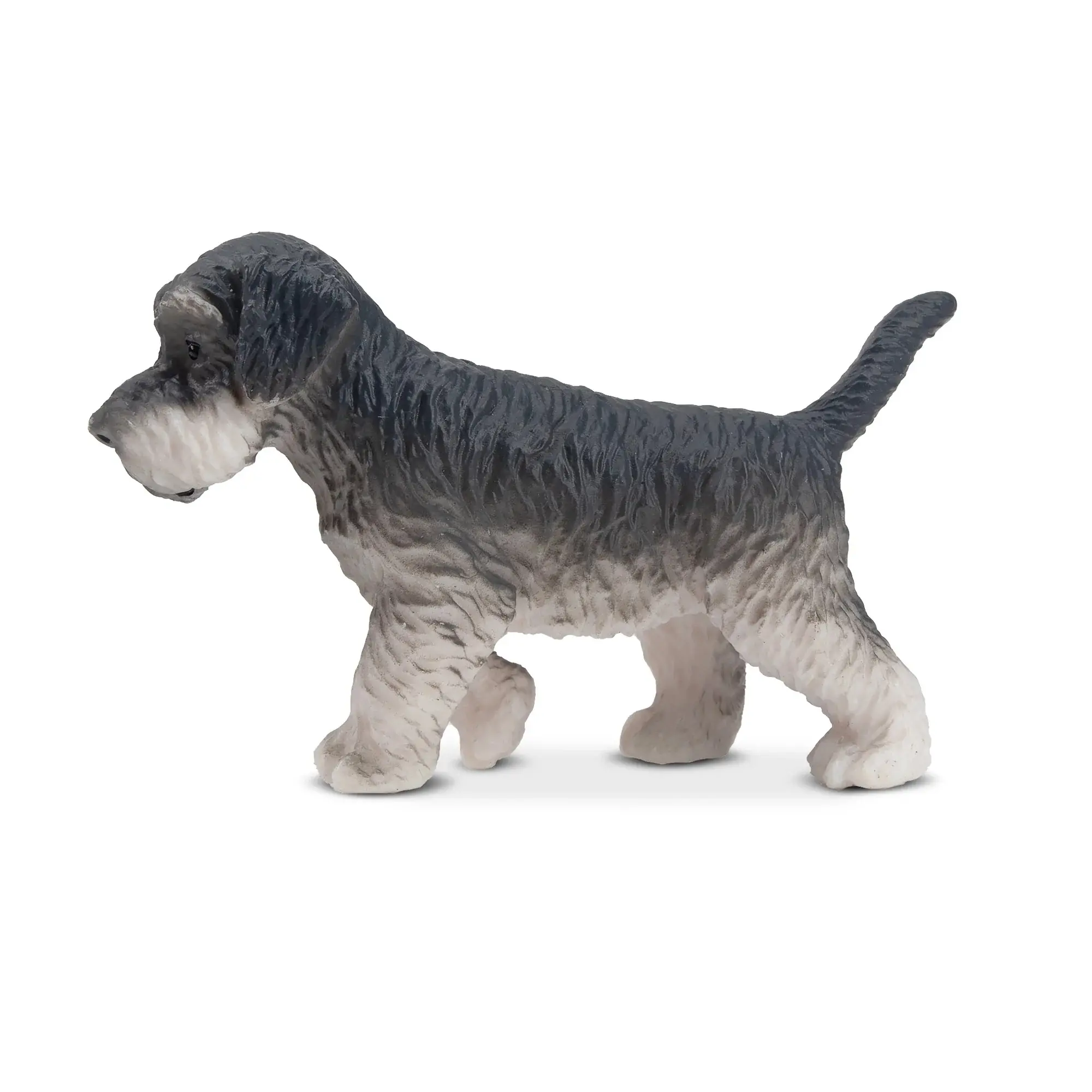 TOYMANY Unisex High-Quality Durable PVC Plastic Realistic Hand-Painted Gray Schnauzer Puppy Figurine - Standing Animal Model, Montessori Sensory Play Toy, Collectible Gift for Enthusiasts (Age 3+), Statue