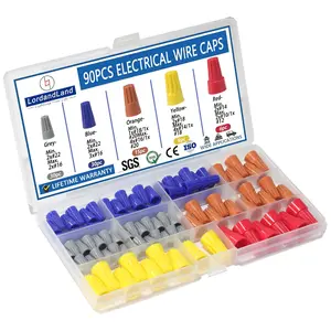 90PCS Electrical Wire Caps Wire Connectors Nuts Kit, Insulating Insert Twist Electrical Wire Connectors with Spring, Portable Wire Caps for Quick Connection, Colorful Wire Caps Electrical