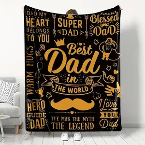 Ultra-Soft Heat Printed Letters Throw Blanket, 1/2 Counts Double-Side Print Gift for Dad, Warm Modern Retro Indoor Use Blanket for Home Napping