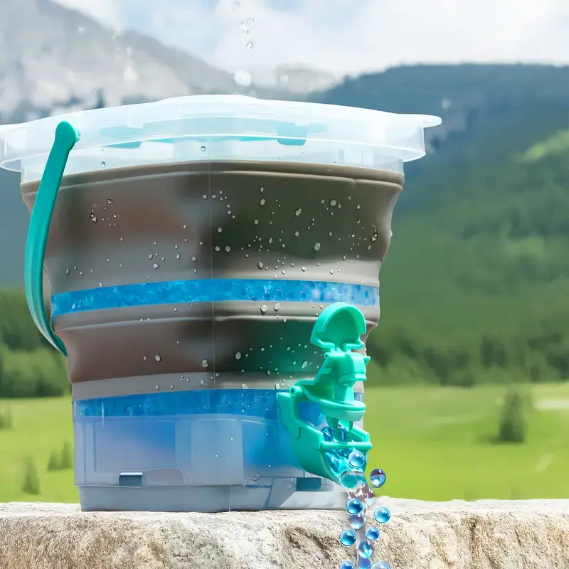 Collapsible Toy Storage Bin - Foldable Water Bucket, Gel Ball Soaking Container, 7-8mm Pellets Filter & Draining Tool, Quick Bottle Filler