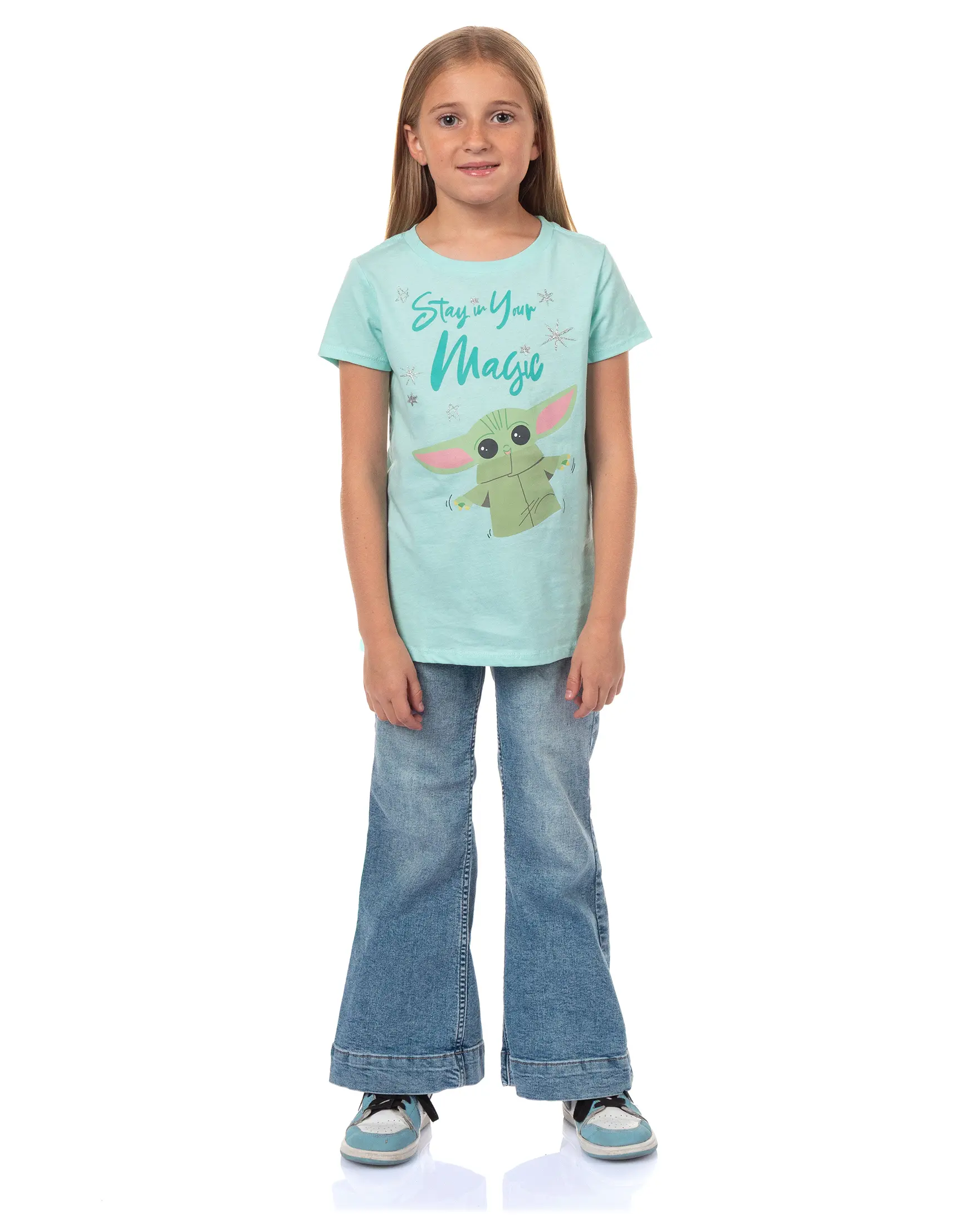 Disney Star Wars The Mandalorian Shirt Girl's Grogu Magic Short Sleeve Tee