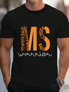 100% Cotton Multiple Sclerosis Awareness Shirts Men MS Warrior T-Shirt Women's Men's Graphic Tee Crew Neck summer vacation Tops