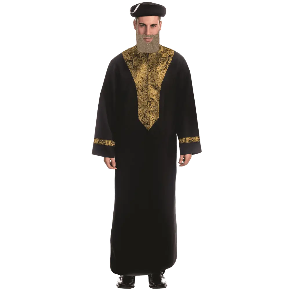 Sephardic Chacham Rabbi Costume Dress For Adults | Includes Robe & Headpiece - Traditional Jewish Rabbi Dress-Up for Purim, Halloween, Role Play & Theme Party