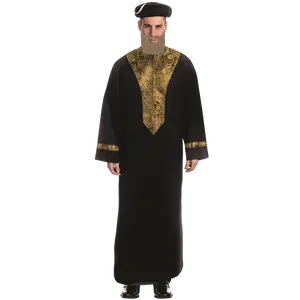 Sephardic Chacham Rabbi Costume Dress For Adults | Includes Robe & Headpiece - Traditional Jewish Rabbi Dress-Up for Purim, Halloween, Role Play & Theme Party