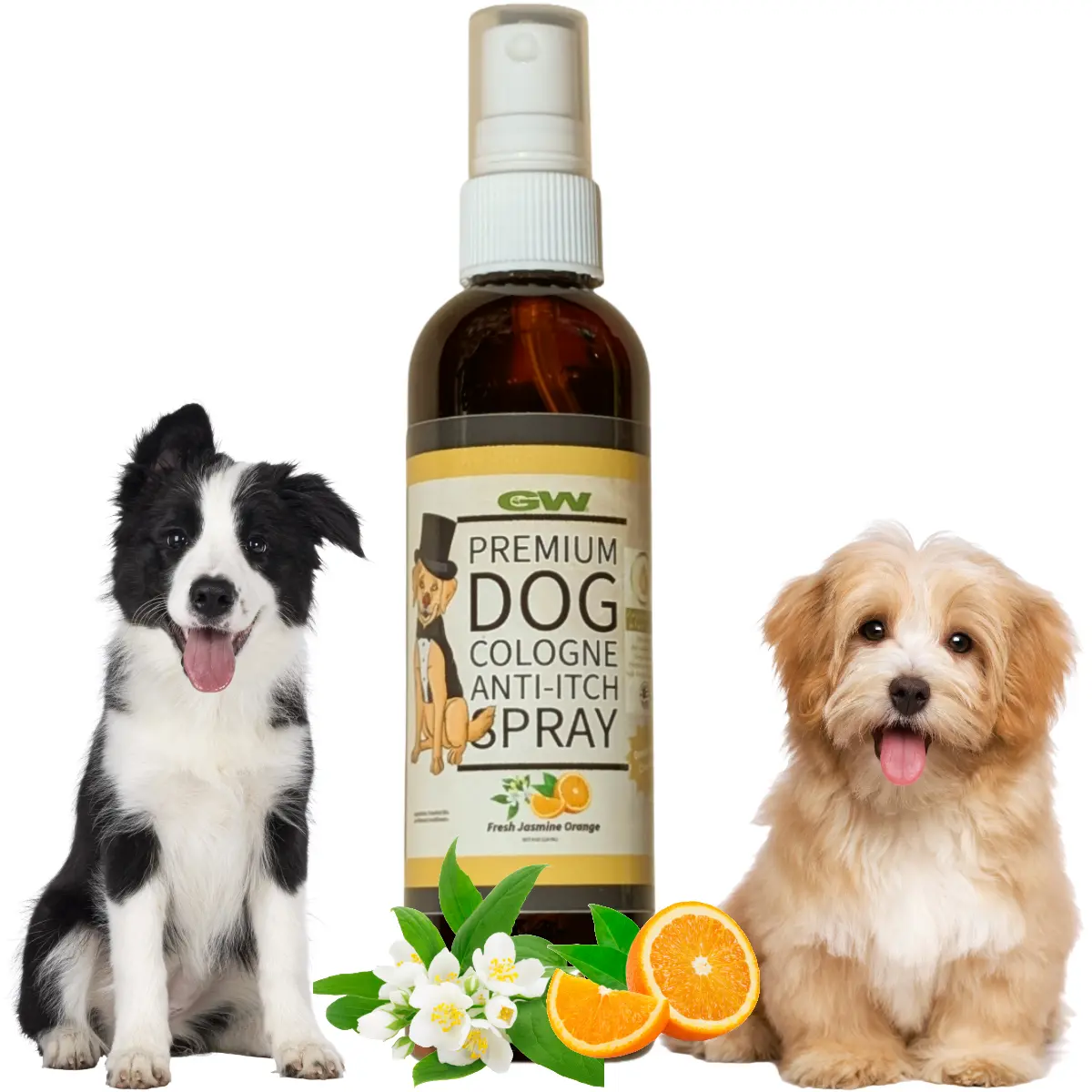 GW Natural Dog Deodorant Cologne & Anti-Itch Spray for Dogs and Cats with Jasmine Orange Blossom Scent