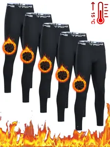 5PCS Men's Compression Warm Bottoms Padded Breathable Fast Drying Suitable for Fall Winter Indoor Outdoor Knitting