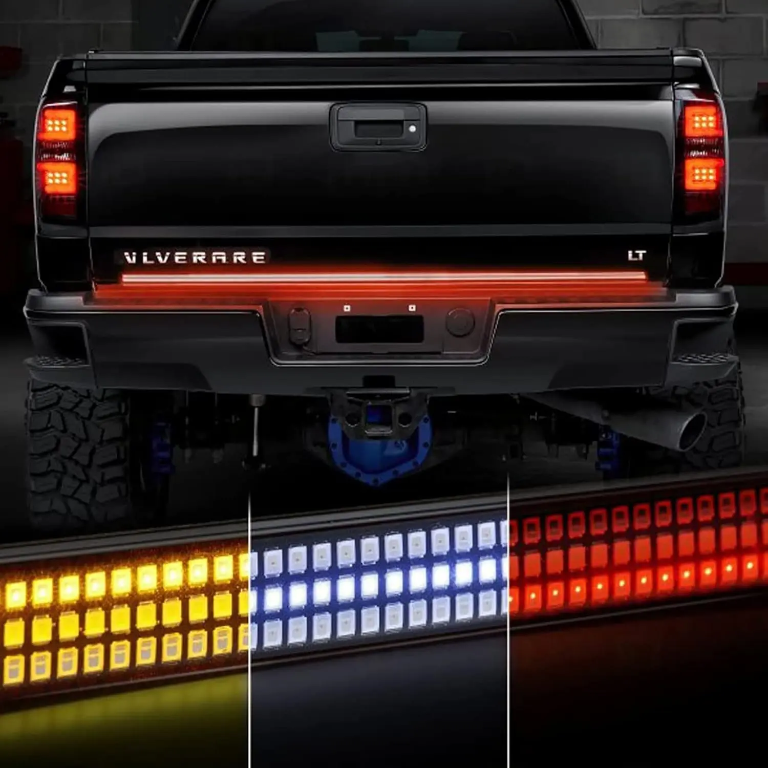60-In Plug-In LED Tailgate Light Strip for Brothers - Truck Lightbar with White Reverse, Sequential Turn Signals, Brakes - Automotive LED Light Bars for Night Driving