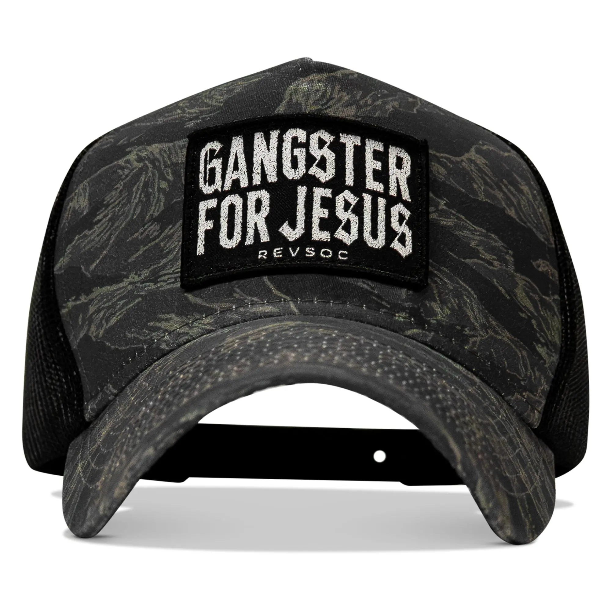 Gangster For Jesus Patched 5-Panel Breacher Snapback Hat, Custom Patched Hats for Daily Wear Gangster For Jesus Patched 5-Panel Breacher Snapback Hat, Custom Patched Hats for Daily Wear