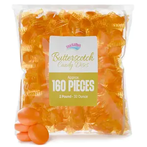 Snackathon Butterscotch Hard Discs Candy – Individually Wrapped Bulk Bags, 2 LB
