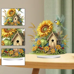 Acrylic 2D Flat Print DIY Table Top Diamond Painting Ornament Kits Diamond Painting Desktop Ornaments Kit 5D DIY Diamond Art Tabletop Decorations for Home Office Desktop Decor