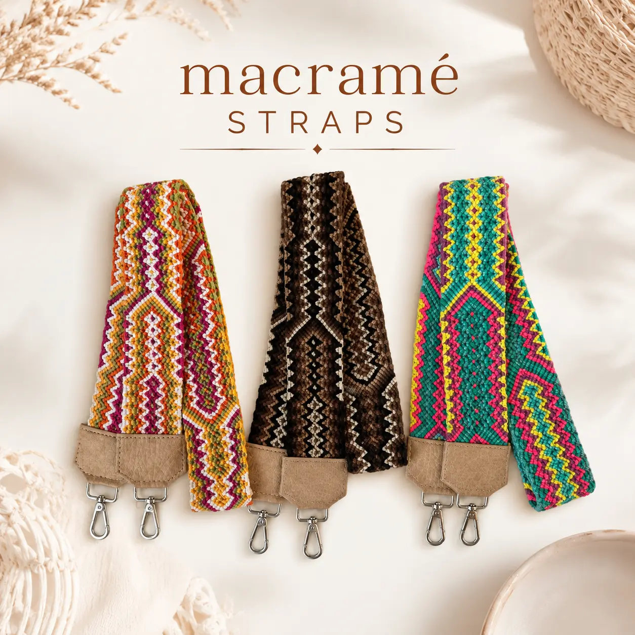 Handmade Crochet & Macramé Bag Strap for Crossbody Bags | Adjustable Artisan Shoulder Strap