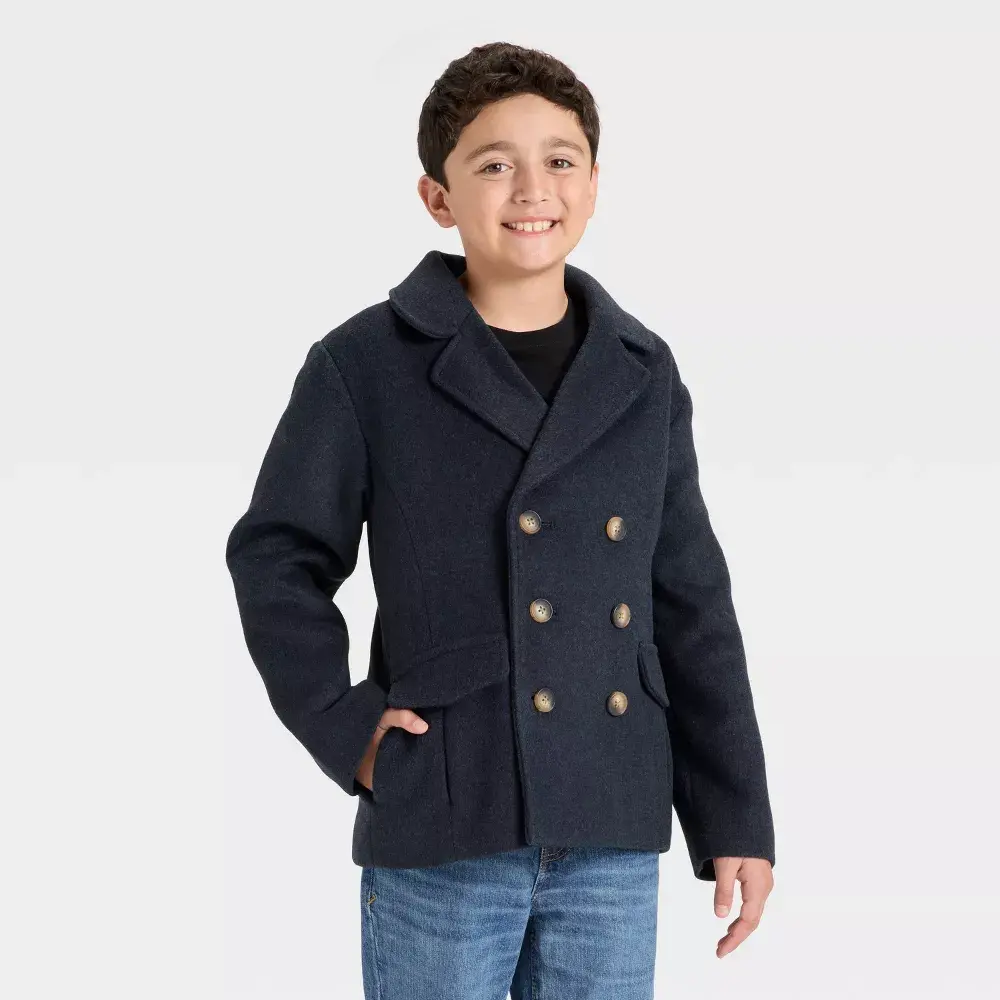 Cat & Jack Boys' Pea Coats, Children's Warm Button-Front Casual Coat with Pockets Cat & Jack Boys' Pea Coats, Children's Warm Button-Front Casual Coat with Pockets