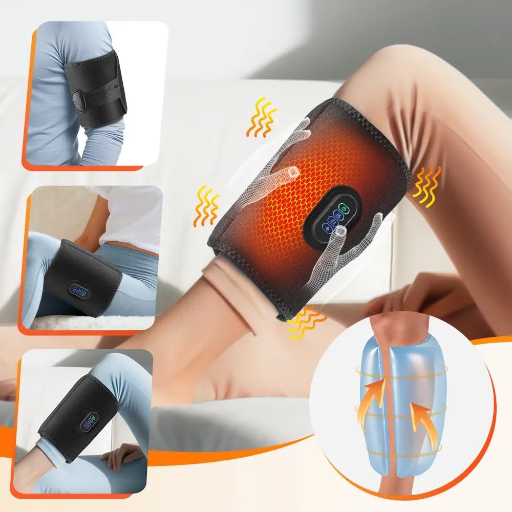 Leg Massager Arm Calf Squeeze Massager, 3 Air-Compress Settings, 3 Heat Levels, 3 Vibration Modes, Leg Massage Machine, Portable Muscle Massagers, USB Rechargeable Massagers