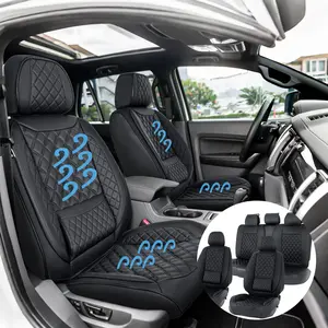 New Luxry Leather Car Seat Covers 5 Pieces, Full Set Universal Seat Covers for Cars, Waterproof Leather Auto Seat Protectorswith Lumbar Support Airbag Compatible, Car Interiors Fit for Most Sedans SUV , Black