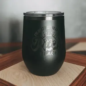 Personalized Engraved Wine Tumbler – Black to Ghost Black